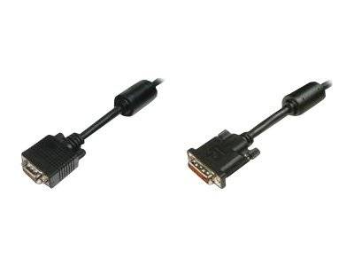 Digitus DVI / VGA Adapterkabel DVI-I 24+5pol. Stecker, VGA 15pol. Stecker 2.00 m Schwarz AK-320300-020-S schraubbar, mit Ferritkern DVI-Kabel
