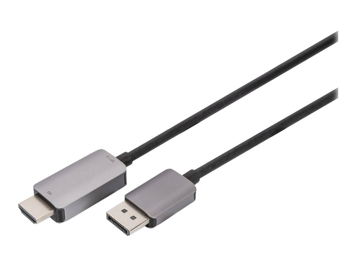 Digitus DisplayPort Adapterkabel DisplayPort Stecker, HDMI-A Stecker 1.8m Schwarz DB-340305-018-S 8K UHD, dreifach geschirmt