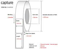 Capture CA-LB3028 etichetta per stampante Bianco (Label 102x152, Core 76, - Diameter 175 mm. Thermal - transfer. Paper.