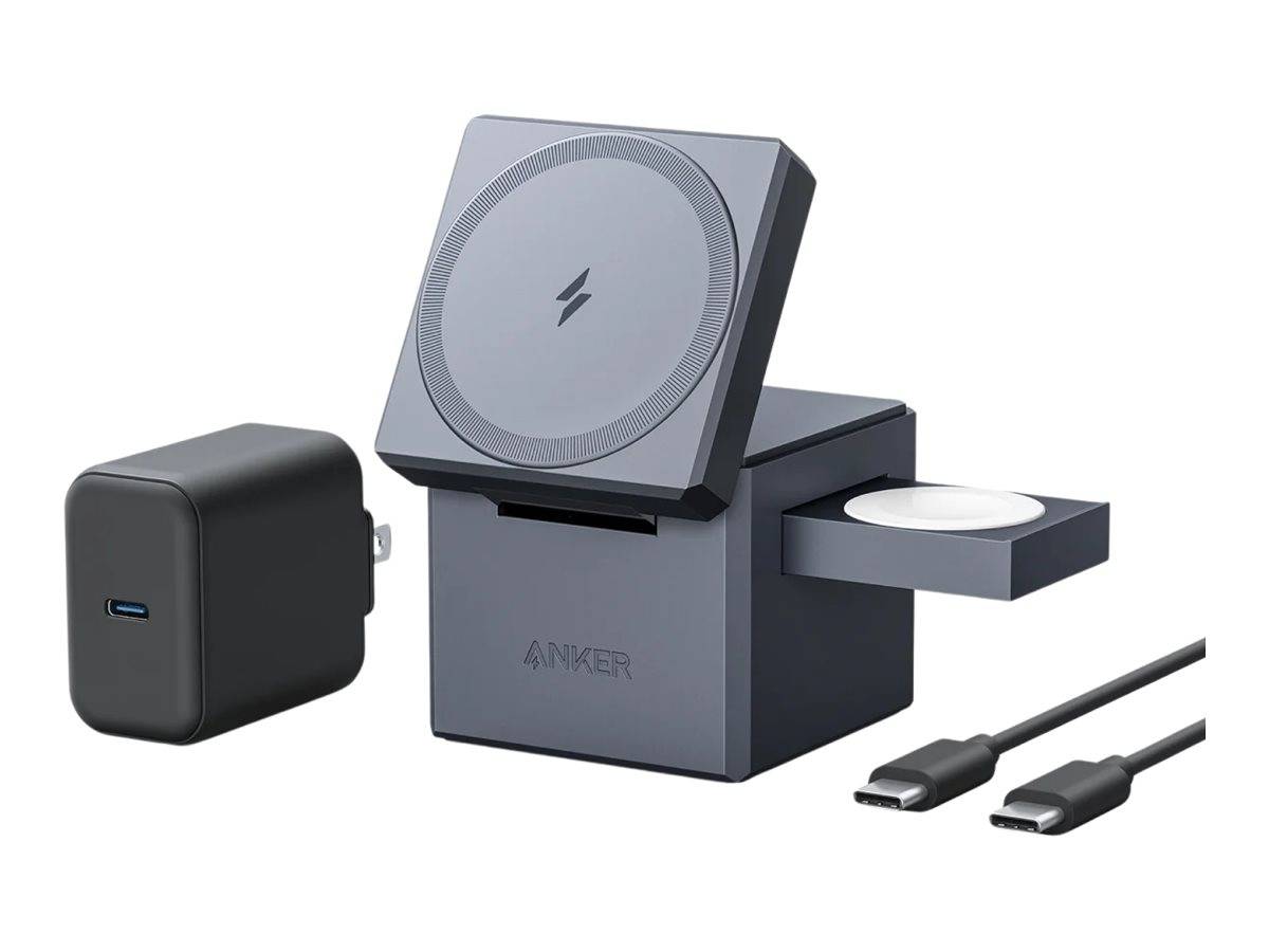 Anker INNOVATIONS - 3-in-1 Cube - Kabelloses Ladegerät - mit MagSafe + AC-Netzteil