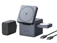 Anker INNOVATIONS - 3-in-1 Cube - Kabelloses Ladegerät - mit MagSafe + AC-Netzteil