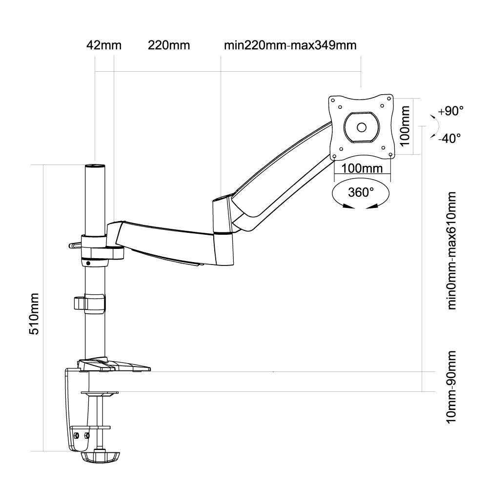 Neomounts FPMA-D950 1fach Monitor-Tischhalterung 25,4 cm (10") - 76,2 cm (30") Silber Neigbar, Schwenkbar, Rotierbar