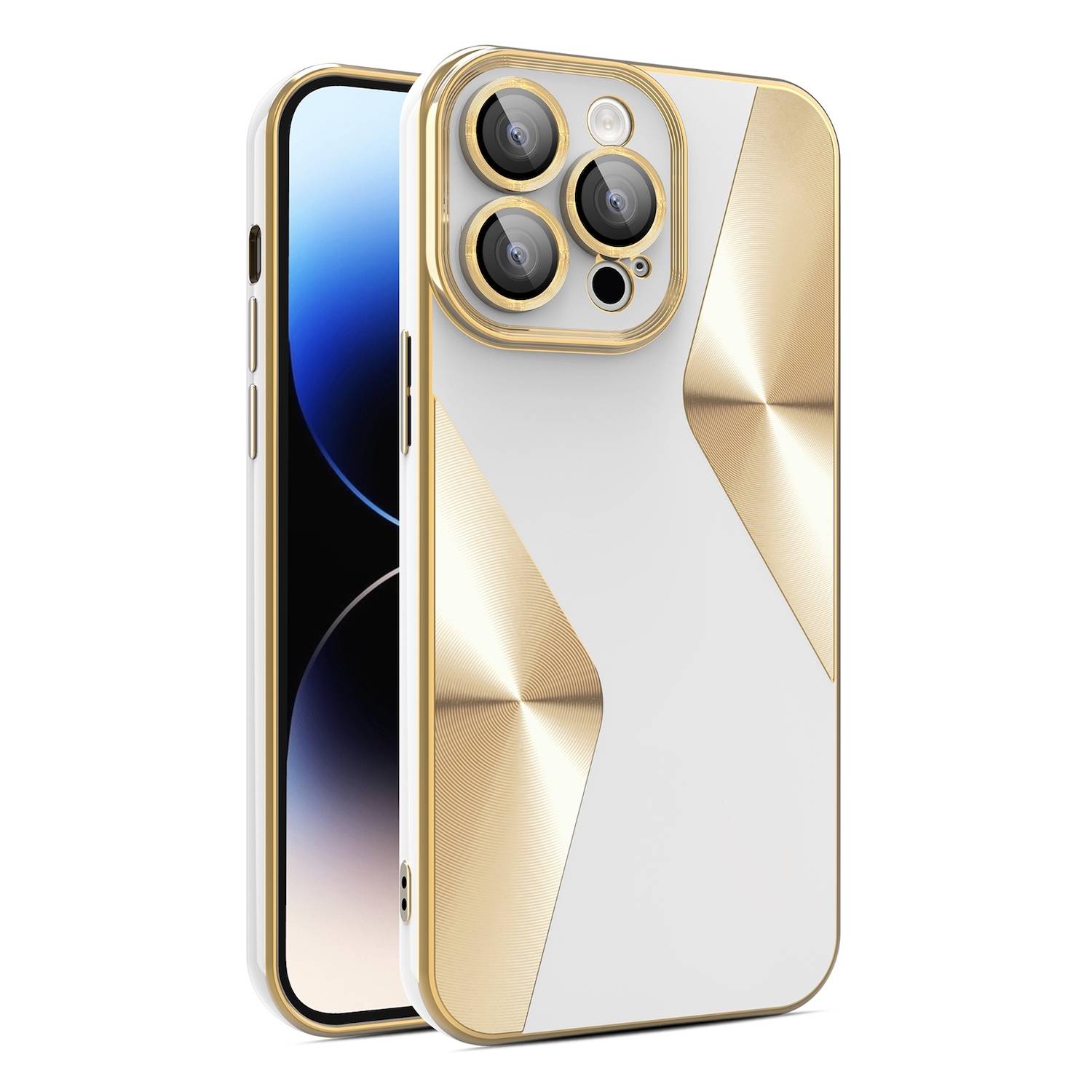 Für Apple iPhone 15 Pro Electroplating Silikon TPU Handy Hülle Schutz Weiß