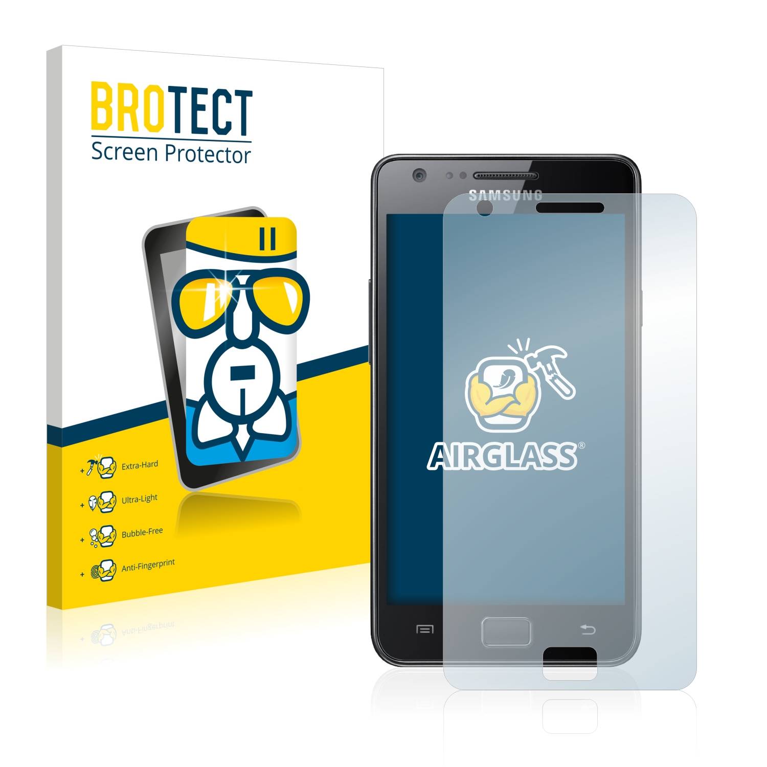 BROTECT AirGlass Flexible Schutz Glas Folie für Samsung Galaxy S2 Klar Transparent