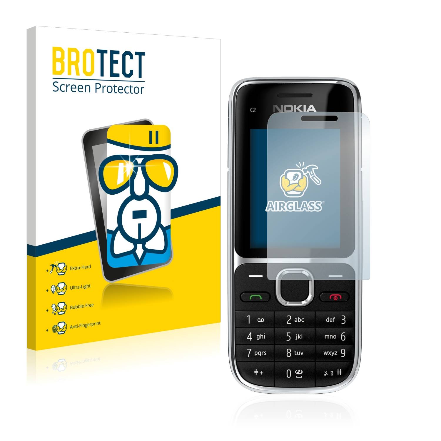 BROTECT AirGlass Flexible Schutz Glas Folie für Nokia C2-01 Klar Transparent