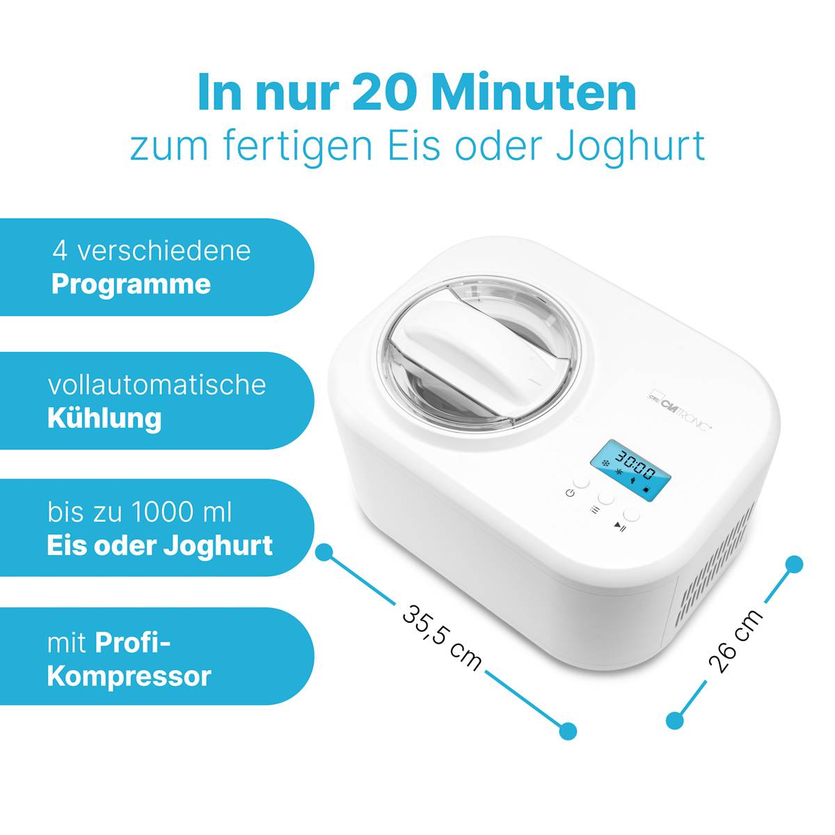 Clatronic ICM 3799 Kompressor-Eismaschine 1L
