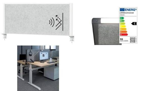 Tisch-Trennwand MAULconnecto Uplight 160x50cm Ak h.gr/ws