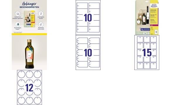 Avery Zweckform Avery T2003-10, Weiß, Nicht-haftendes Etikett, 5 cm, 5 cm, 150 Stück(e), 15 Blätter