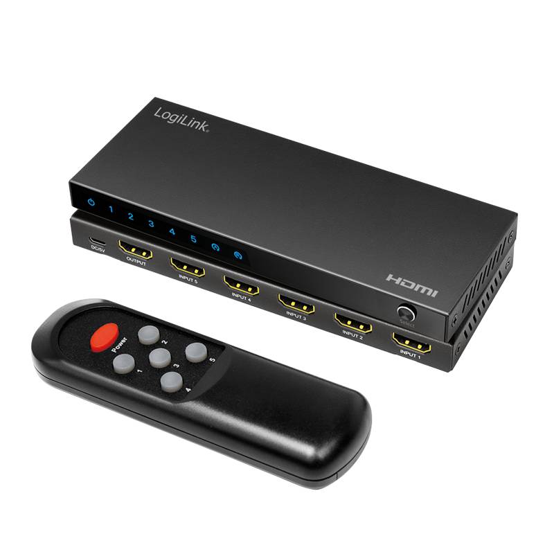 LogiLink 4K/60Hz HDMI-Switch, 5-fach, schwarz (11117800)