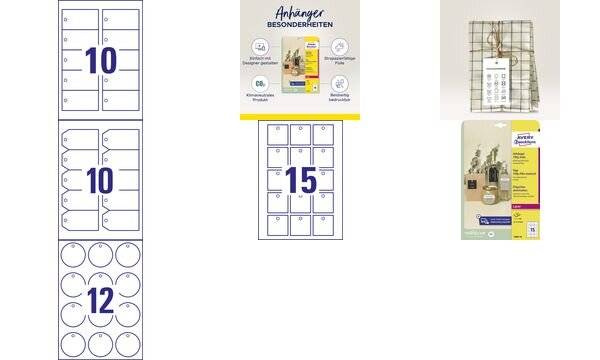 AVERY ZWECKFORM - T3001-10 Anhänger-Etiketten 90 x 50 mm Polyester Weiß 100 St. Nicht klebend - Folie - A4