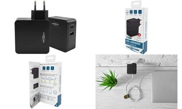 Ansmann Home Charger 247PD USB Ladegerät 45W 1x USB-A, 1x USB-C® USB PD Schwarz Innenbereich