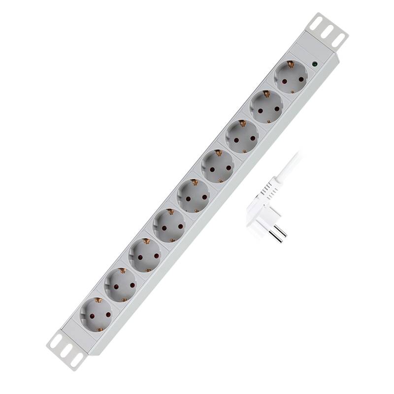 LogiLink 19" Steckdosenleiste, 9-fach, ohne Schalter, grau (11117825)