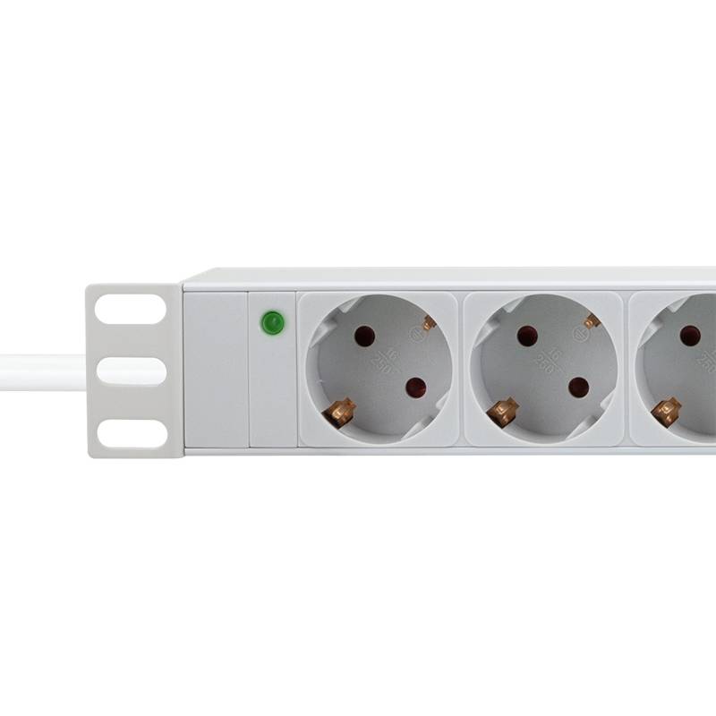 LogiLink 19" Steckdosenleiste, 9-fach, ohne Schalter, grau (11117825)