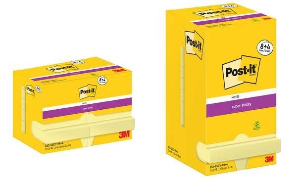 3M Super Sticky Notes Haftnotizen extrastark gelb 8 Blöcke+ GRATIS 4
