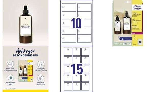 AVERY Zweckform Anhänger, Karton, 185 g/qm, 90 x 50 mm, weiß (72000113)