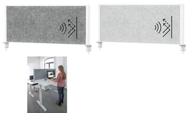 Tisch-Trennwand MAULconnecto 160x50cm Akustik h.gr/ws