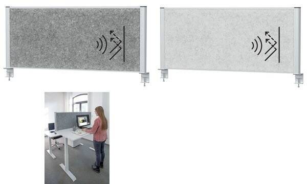 Tisch-Trennwand MAULconnecto 120x50cm Akustik d.gr/si