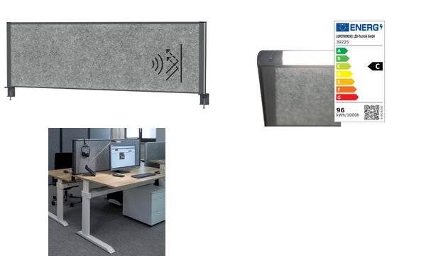 Tisch-Trennwand MAULconnecto Uplight 120x50cm Ak d.gr/an