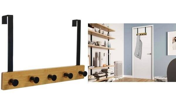 UNiLUX Türgarderobe KARAKO, 5 Haken, schwarz / bambus (64000462)