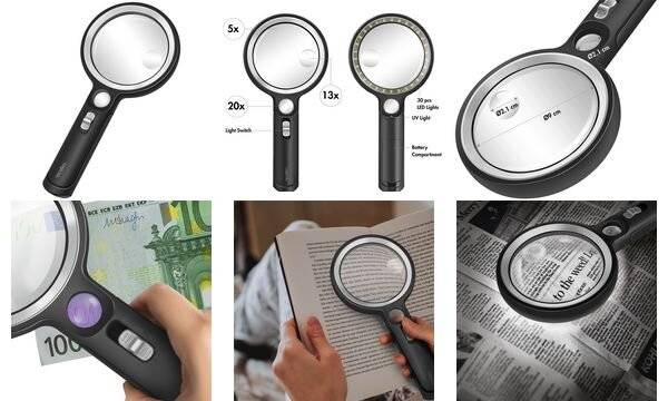 WZ0075 - LED Hand Leselupe 5x u. 30x Vergroesserung