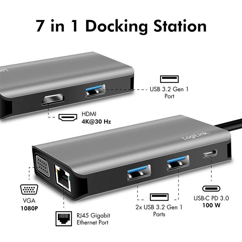 LogiLink USB 3.2 (Gen 1) Docking-Station, USB-C, 7-Port (11117841)