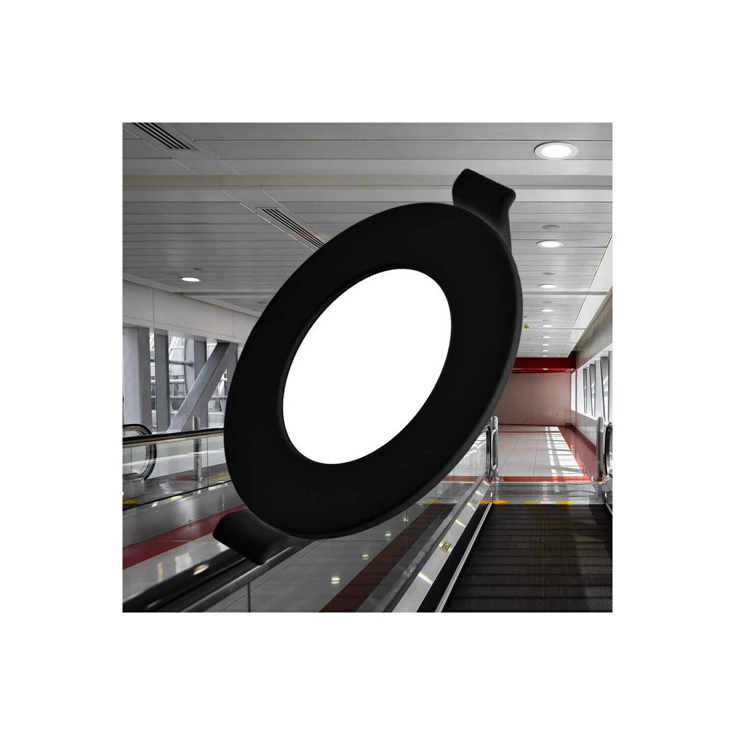 LED Panel Einbauleuchte rund 6 Watt | Dimmbar | Ø 11 cm | schwarz warmweiß (3000 K)