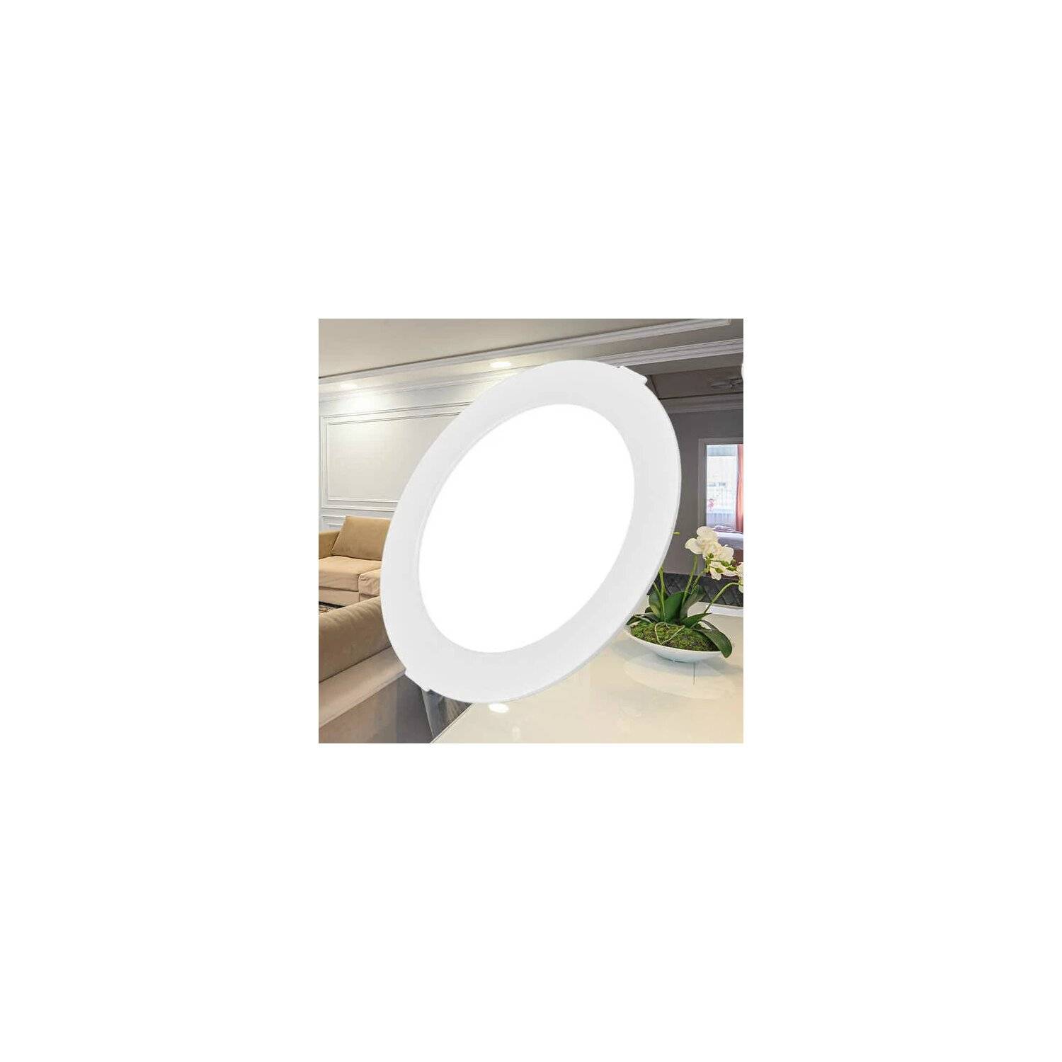 LED Panel Einbauleuchte rund 18W | Dimmbar | IP40 Ø 20,5 cm (deckenausschnitt) | weiß neutralweiß (4000 K)