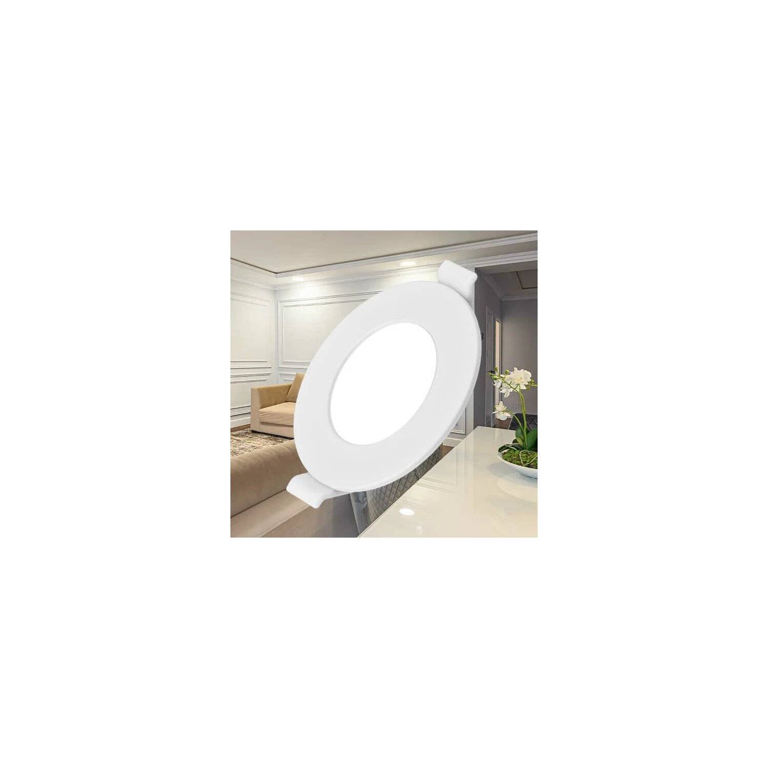 LED Panel Einbauleuchte rund 6 Watt | Dimmbar | Ø 11 cm | weiß warmweiß (3000 K)