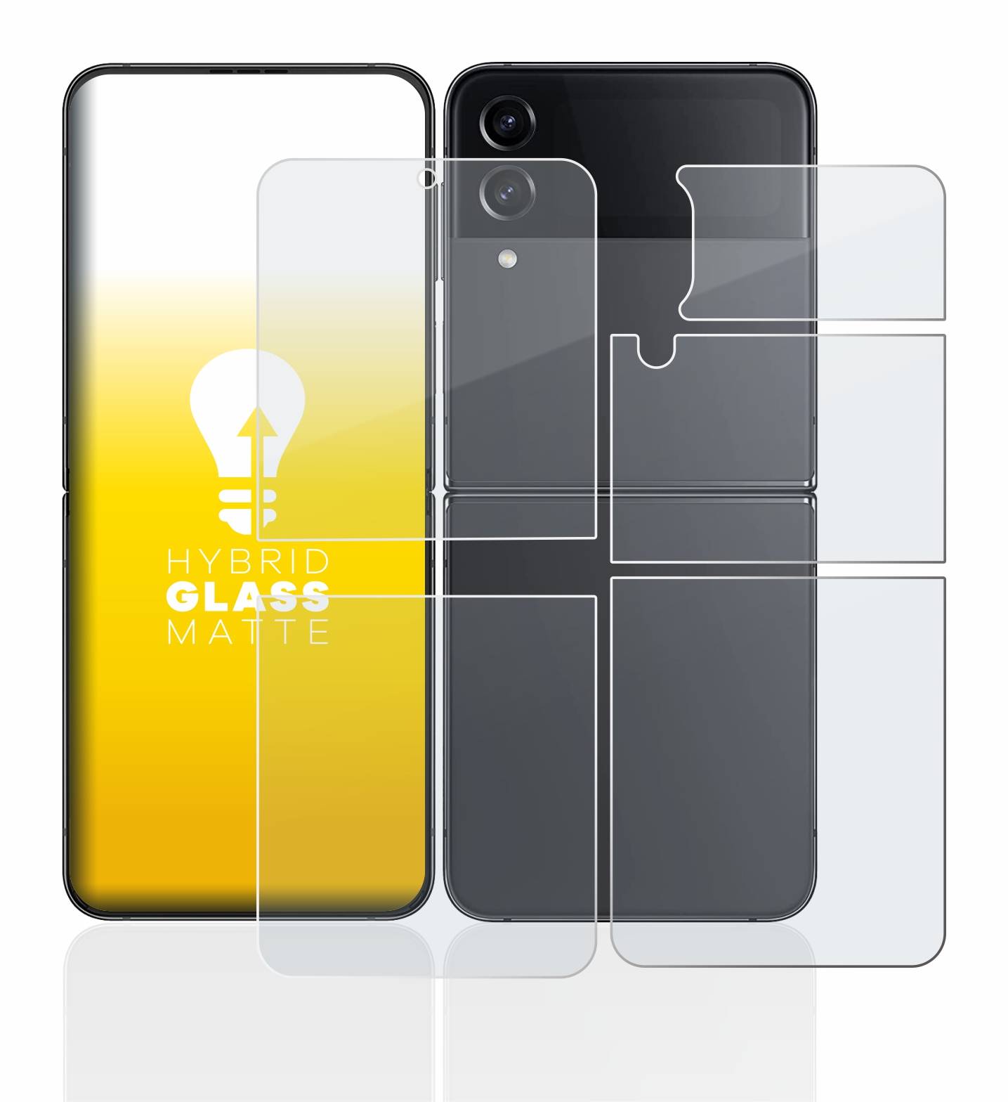 upscreen Flexible Schutz Glas Folie für Samsung Galaxy Z Flip 4 (Display+Rückseite) Schutzglas 9H Hybridglas Matt