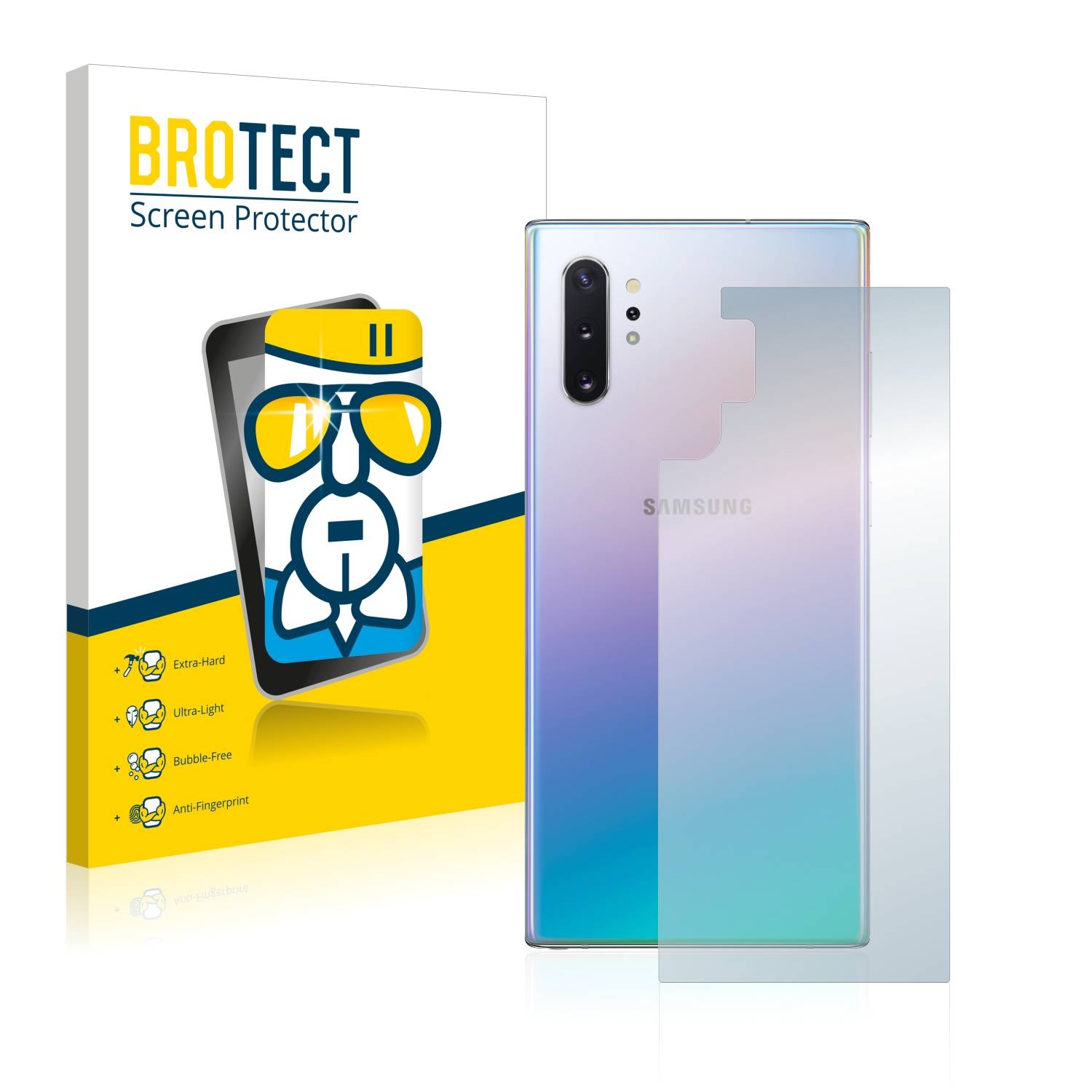 BROTECT AirGlass Flexible Schutz Glas Folie für Samsung Galaxy Note 10 Plus (Rückseite) Klar Transparent