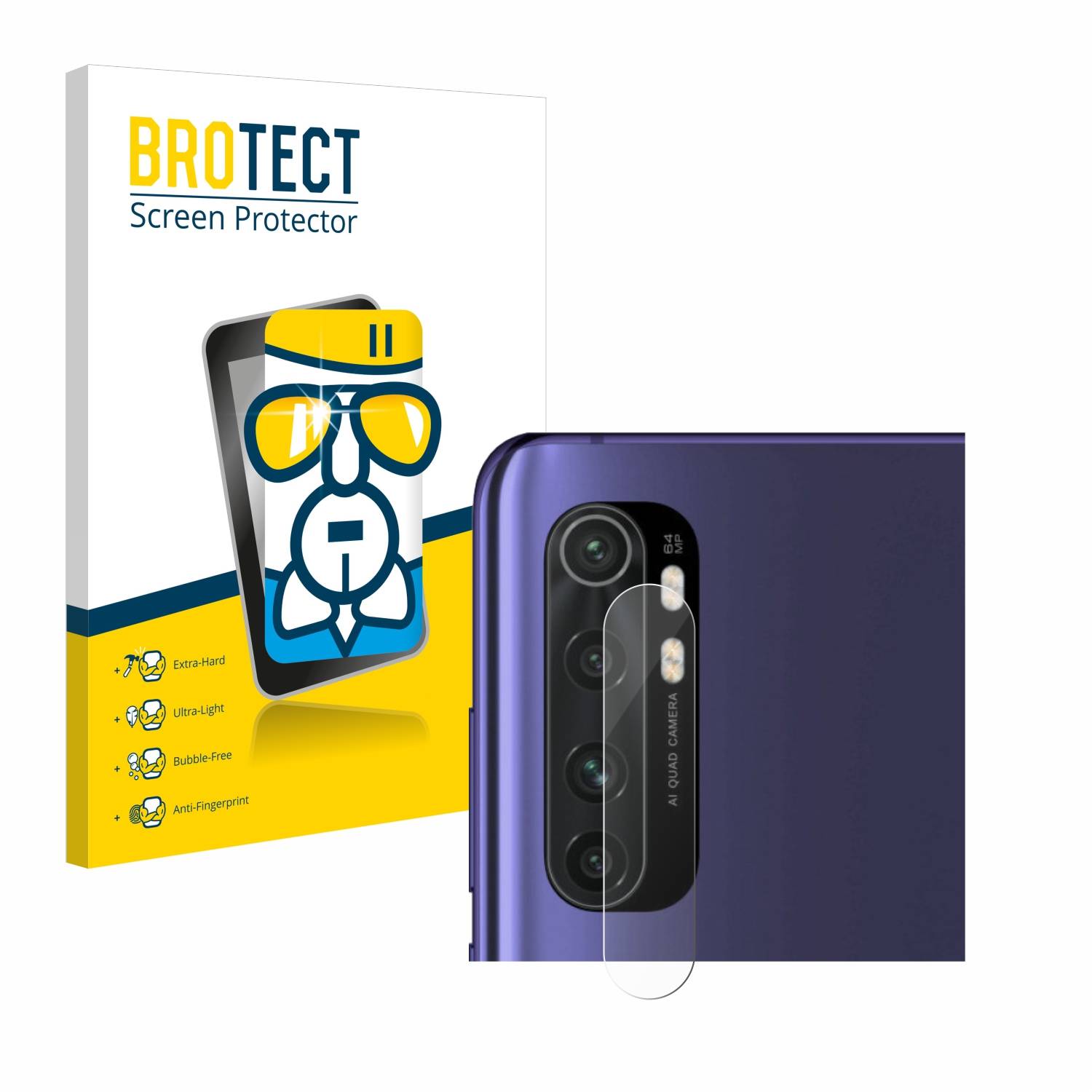 BROTECT AirGlass Glas Panzer-Folie für Xiaomi Mi Note 10 Lite (NUR Kameraschutz) - Schutzglas