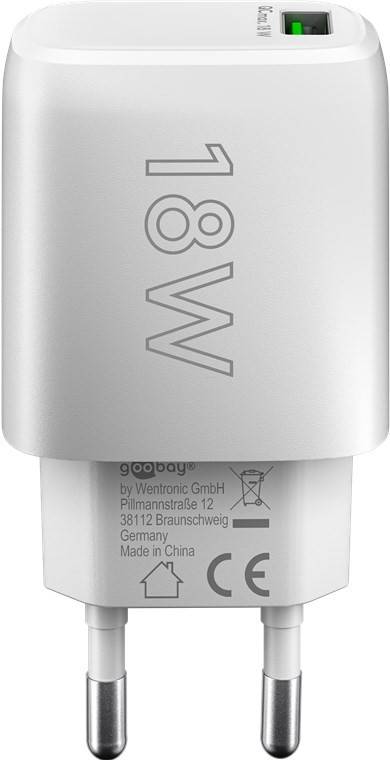 Goobay USB-Schnellladegerät QC 3.0 (18 W) weiß - 1x USB-A-Anschluss (Quick Charge 3.0) - weiß