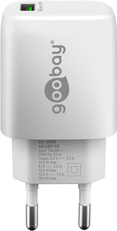Goobay USB-Schnellladegerät QC 3.0 (18 W) weiß - 1x USB-A-Anschluss (Quick Charge 3.0) - weiß
