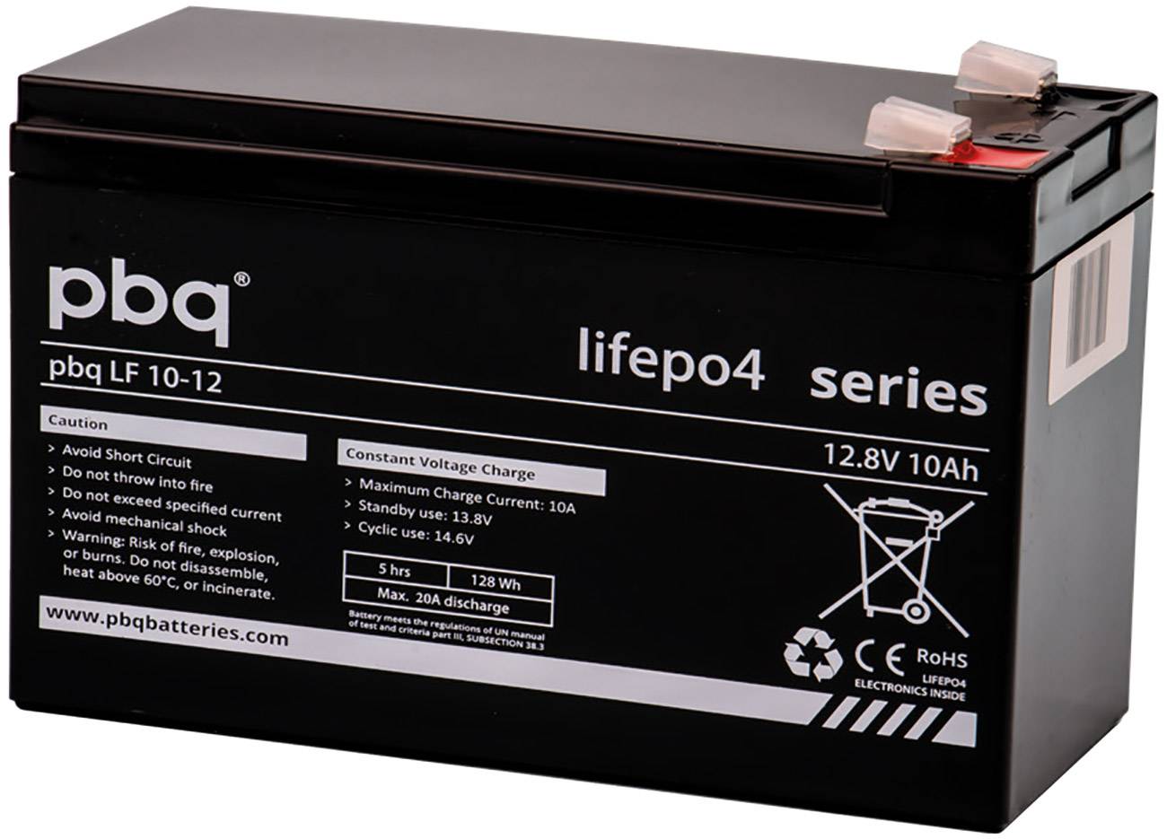 pbq LiFePO4-Akku 12,8V 10Ah inkl. BMS Balancer Faston 6,3