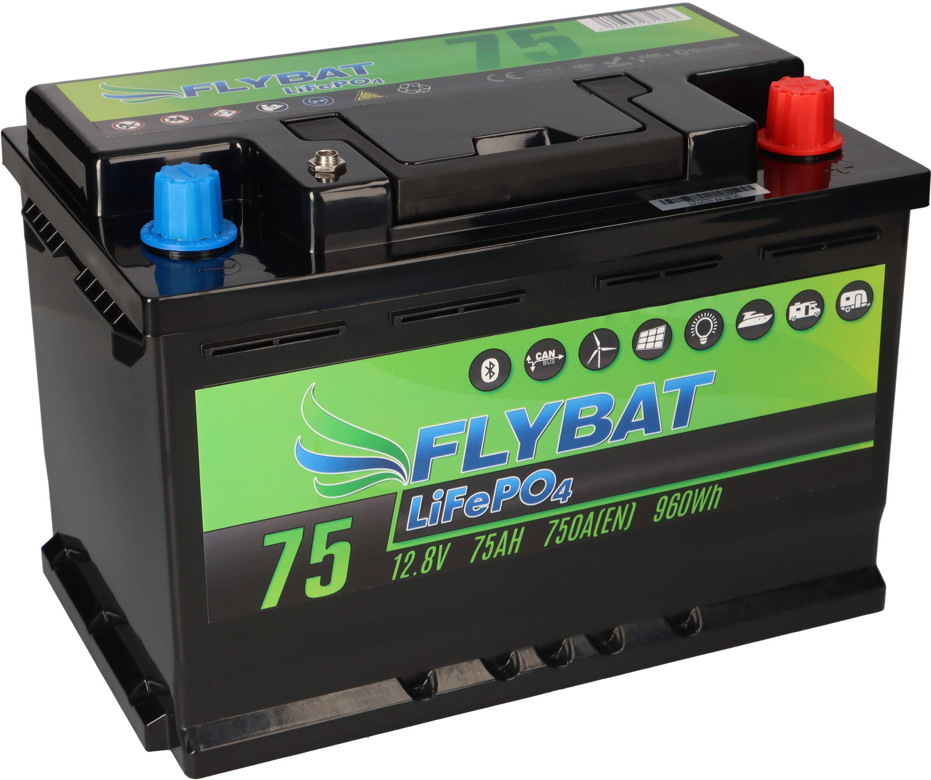 FLYBAT LiFePO4 Akku 12V (12,8V) 75Ah inkl. Bluetooth und CanBus
