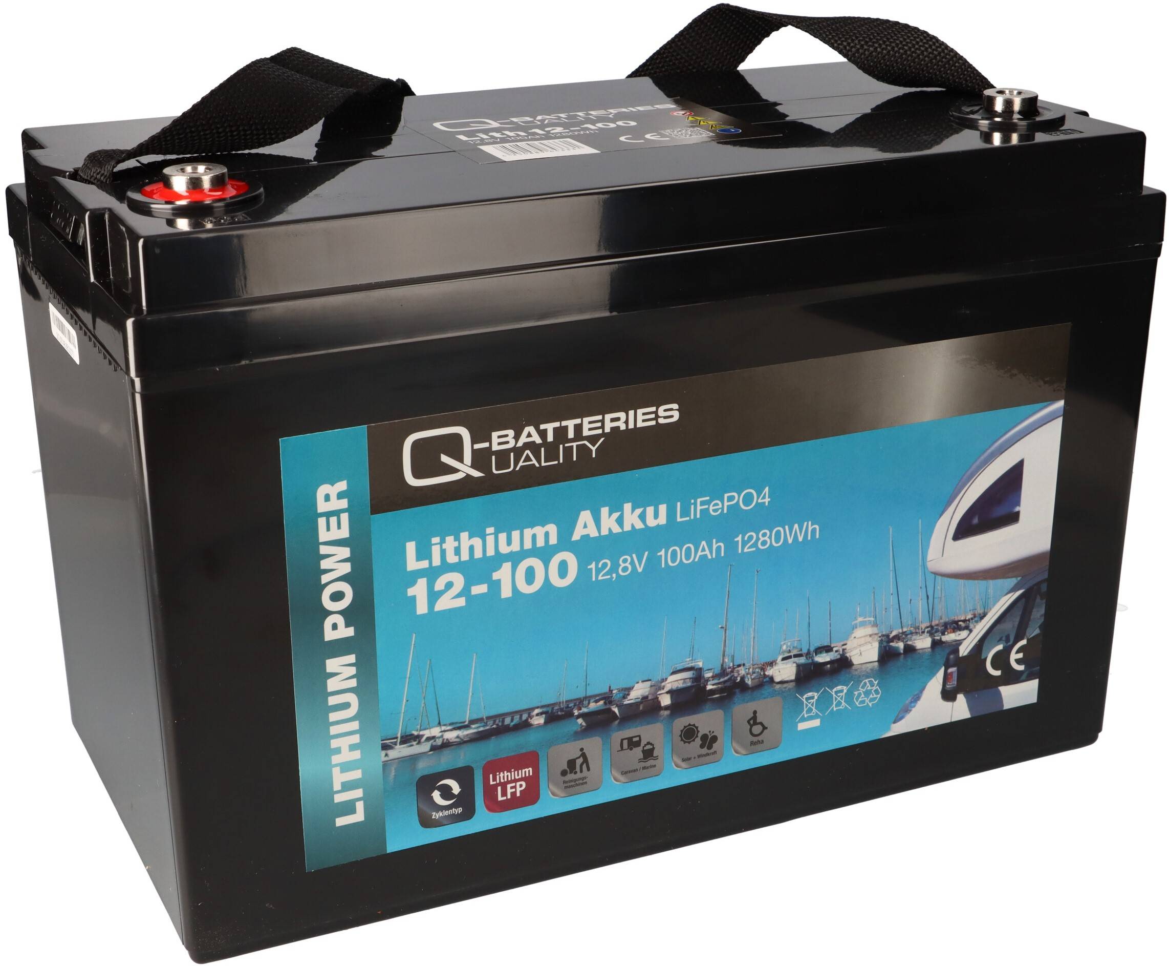 Q-Batteries LiFePO4 Akku 12-100 12,8V 100Ah 1280Wh mit Bluetooth