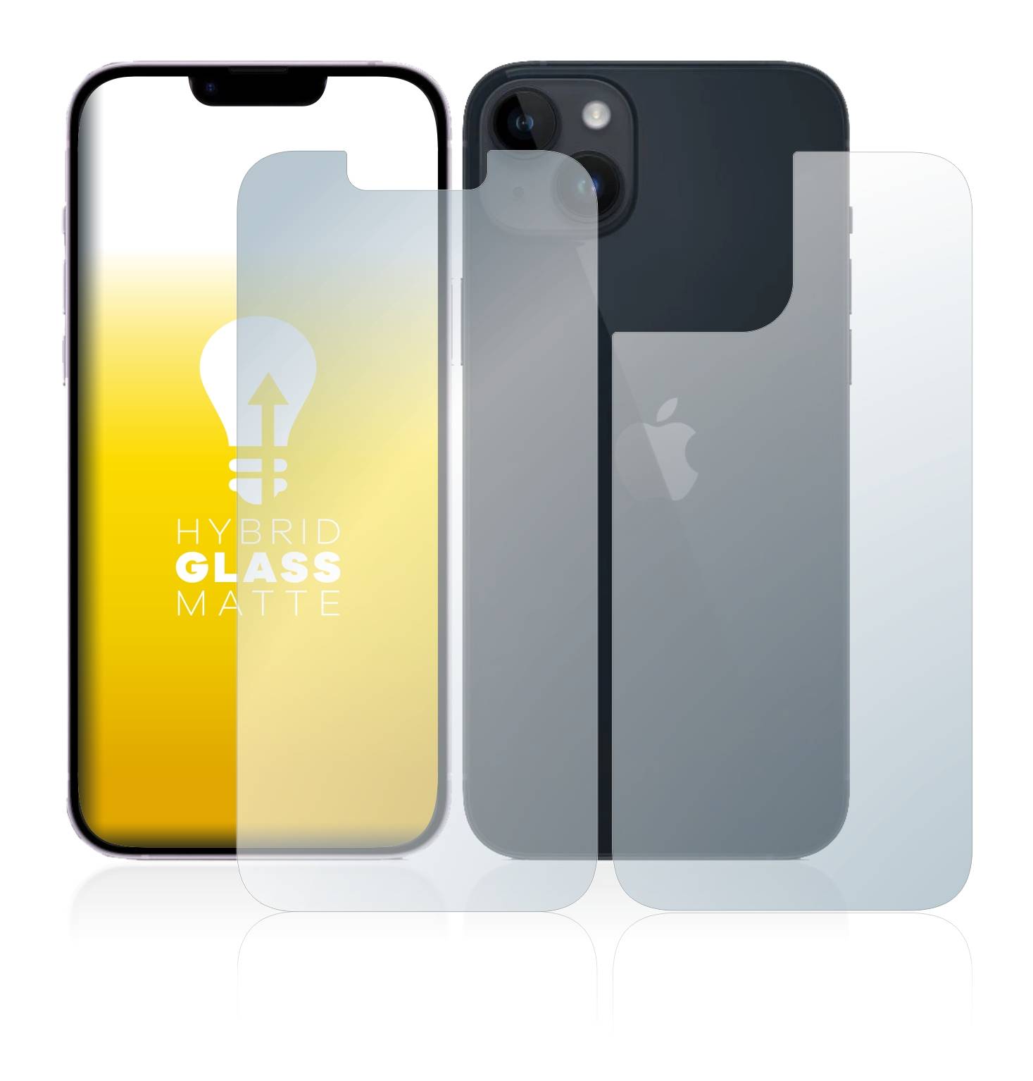 upscreen Flexible Schutz Glas Folie für Apple iPhone 14 (Display+Rückseite) Schutzglas 9H Hybridglas Matt Entspiegelt