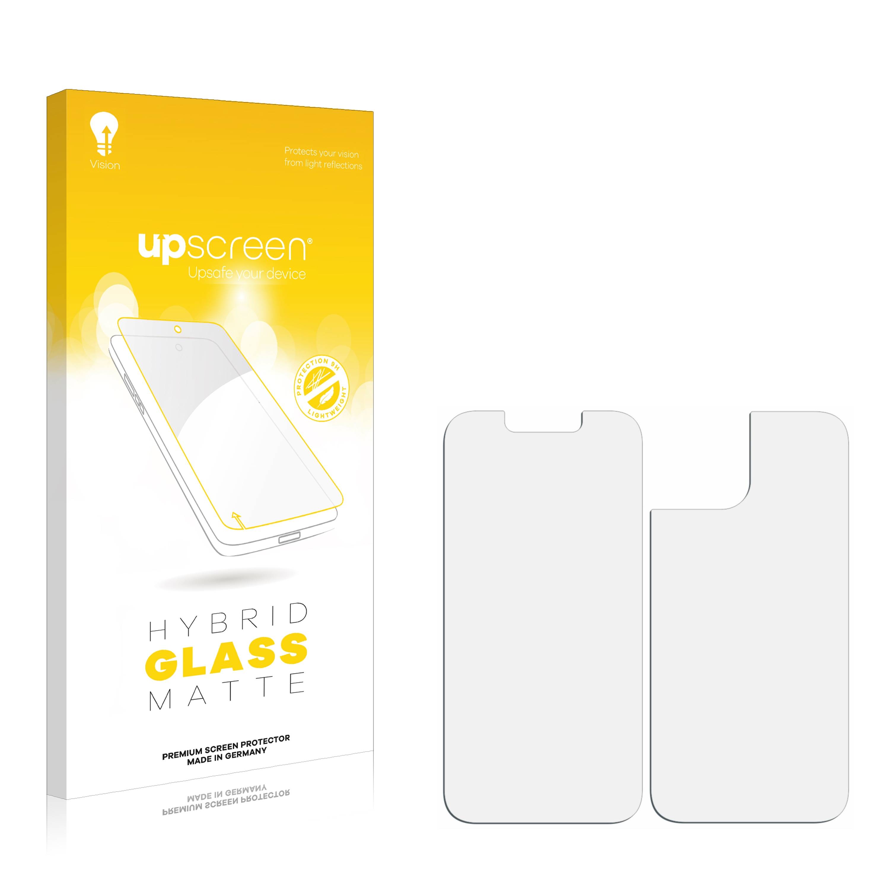 upscreen Flexible Schutz Glas Folie für Apple iPhone 14 (Display+Rückseite) Schutzglas 9H Hybridglas Matt Entspiegelt