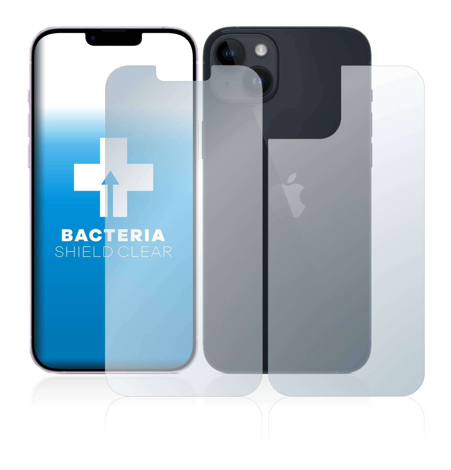 upscreen Schutzfolie für Apple iPhone 14 Plus (Display+Rückseite) Antibakterielle Folie Klar Anti-Kratzer