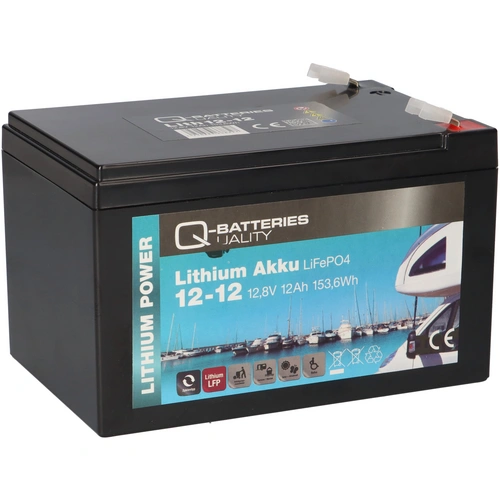 1x Q-Batteries Lithium Akku 12-12 12,8V 12Ah 153,6Wh LiFePO4 1x Q-Batteries Lithium Akku 12-12 12,8V 12Ah 153,6Wh LiFePO4