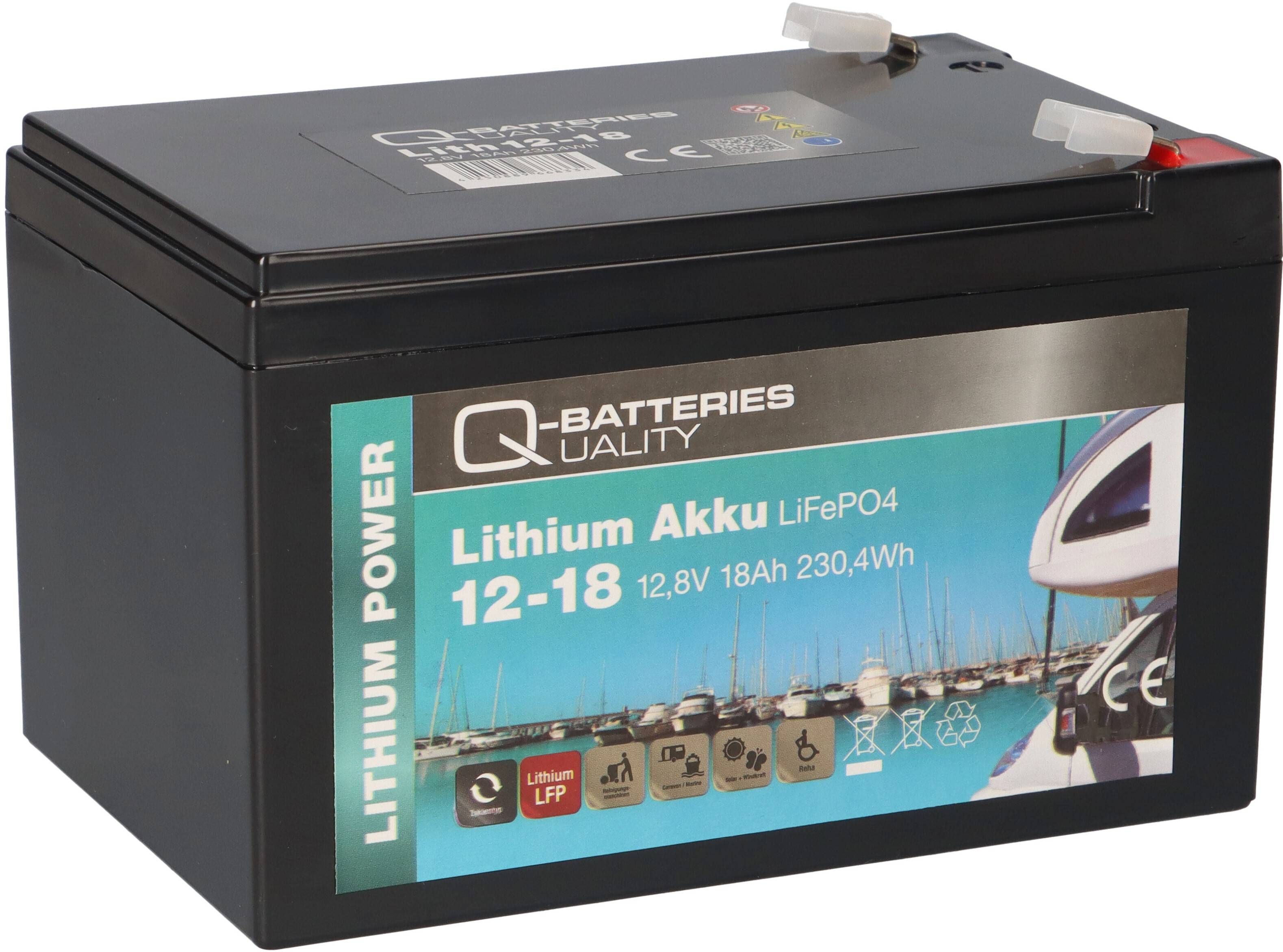 1x Q-Batteries Lithium Akku 12-18 12,8V 18Ah 230,4Wh LiFePO4