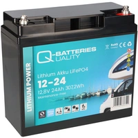 1x Q-Batteries LiFePO4 Akku 12-24 12,8V 24Ah 307,2Wh Batterie 1x Q-Batteries LiFePO4 Akku 12-24 12,8V 24Ah 307,2Wh Batterie