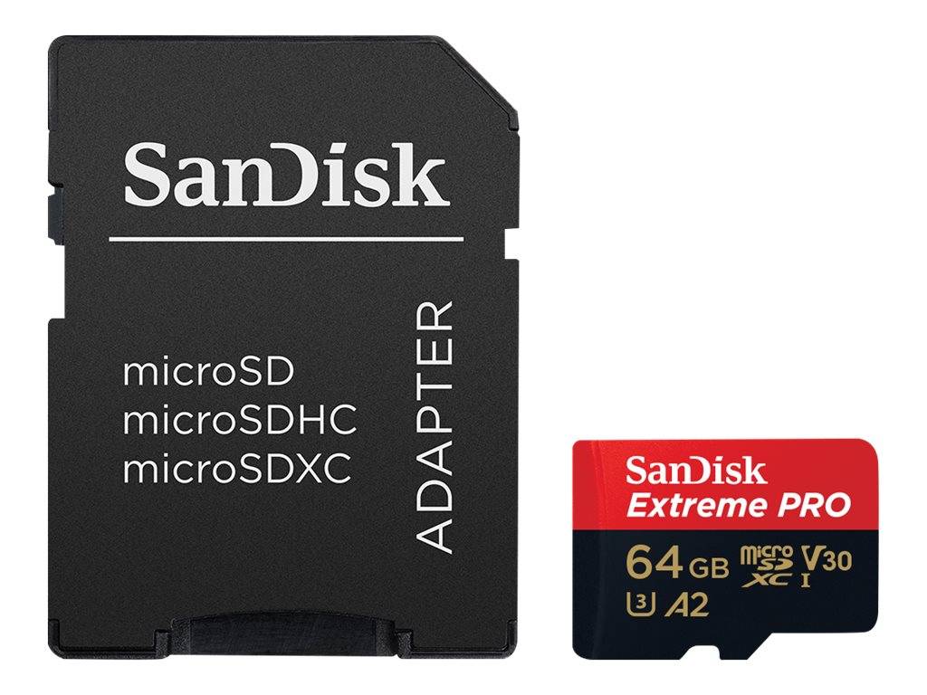 SanDisk Extreme PRO microSDXC-Karte 64GB Class 10, UHS-I, v30 Video Speed Class stoßsicher, Wasserdicht