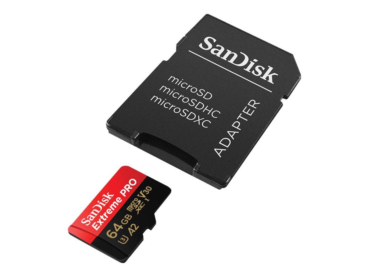 SanDisk Extreme PRO microSDXC-Karte 64GB Class 10, UHS-I, v30 Video Speed Class stoßsicher, Wasserdicht