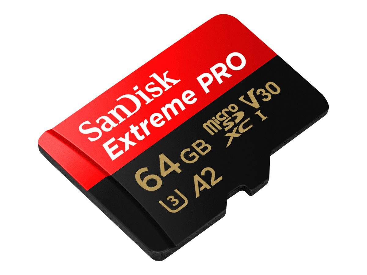 SanDisk Extreme PRO microSDXC-Karte 64GB Class 10, UHS-I, v30 Video Speed Class stoßsicher, Wasserdicht