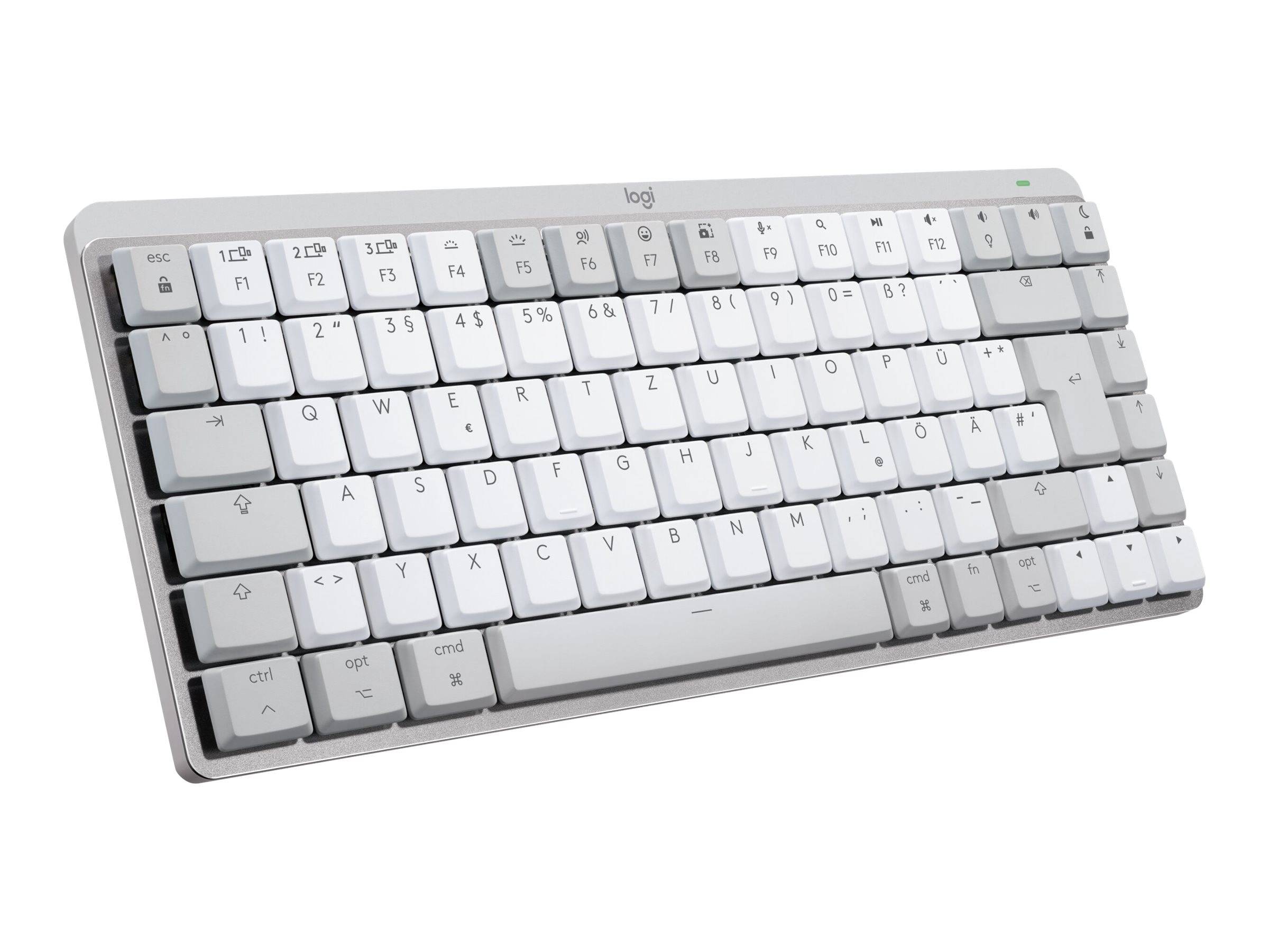 Logitech MX Mechanical Mini for Mac Minimalist Kabellos Tastatur Deutsch, QWERTZ, Mac Hellgrau Wiederaufladbar