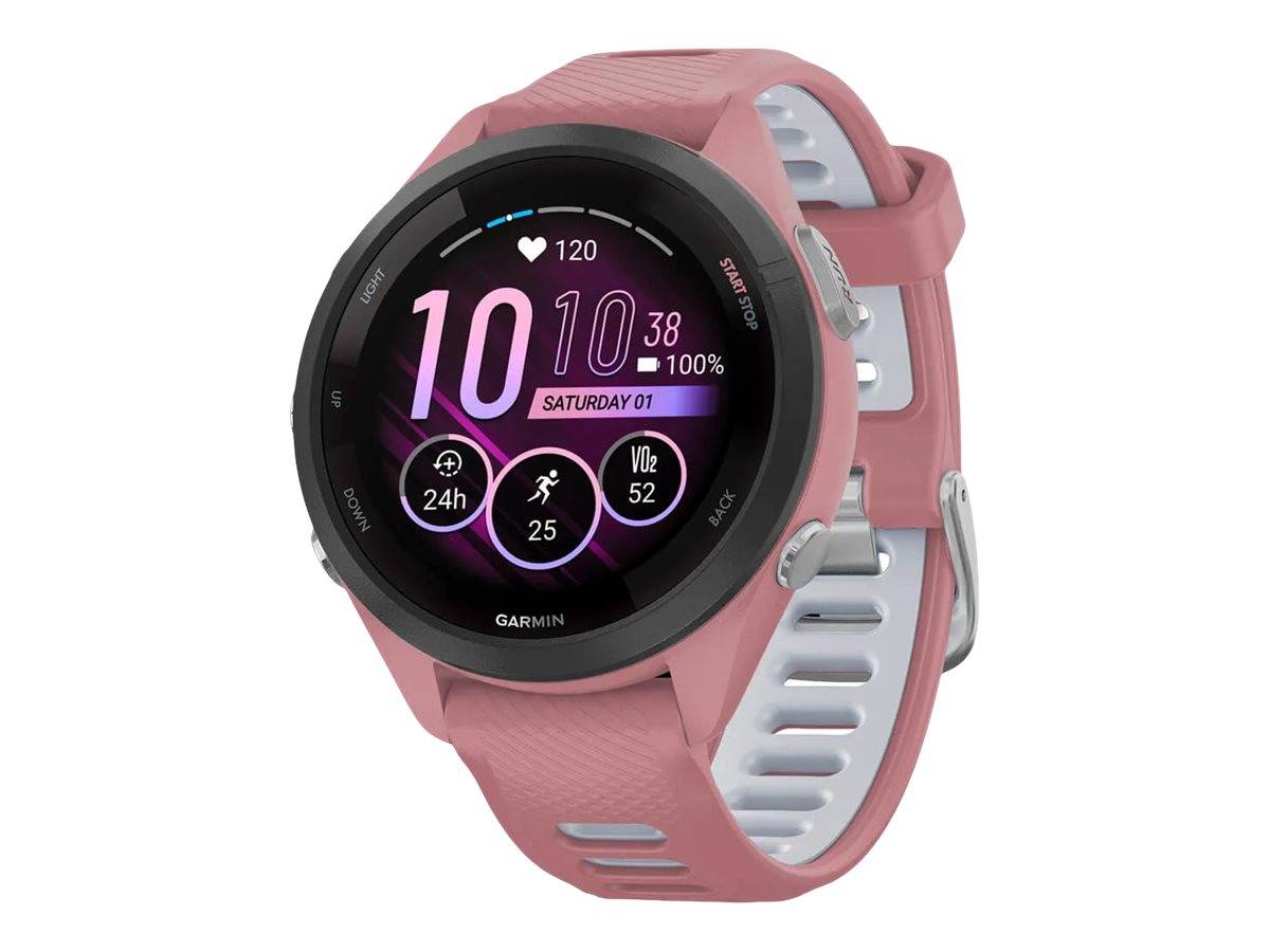 Garmin Forerunner 265S - 42 mm - Light Pink - intelligente Uhr mit Band - Silikon - Light Pink/Powder Gray - Handgelenkg