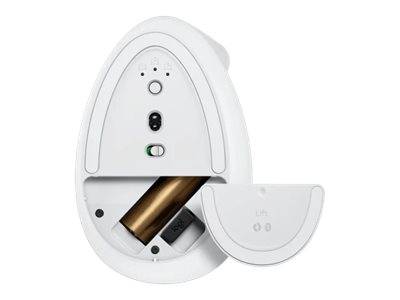 Logitech Lift Vertical Ergonomic Mouse Ergonomische Maus Bluetooth®, Funk Optisch Weiß 6 Tasten 4000 dpi Ergonomisch