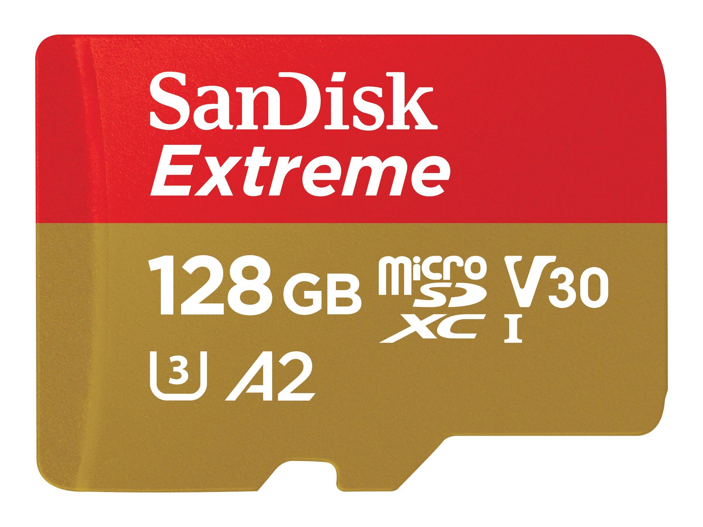 SanDisk Extreme microSDXC-Karte 128 GB Class 10, UHS-I, v30 Video Speed Class stoßsicher, Wasserdicht
