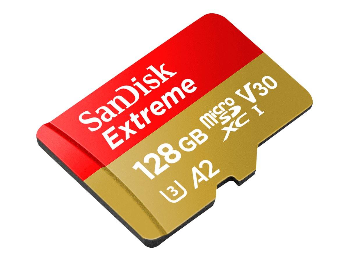 SanDisk Extreme microSDXC-Karte 128 GB Class 10, UHS-I, v30 Video Speed Class stoßsicher, Wasserdicht